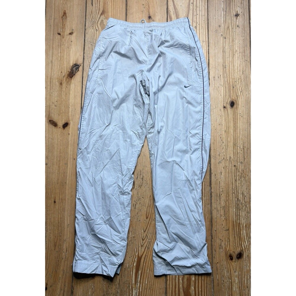 Vintage Nike Track Pants Mens Med Gray Baggy Y2K Windbreaker Ankle Zip Lined